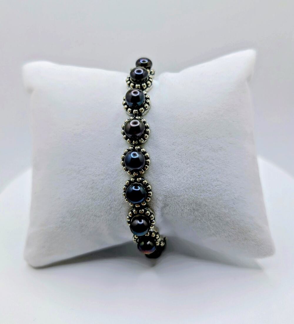 Honora Peacock Tahitian Pearl Bracelet in Sterling Silver size 7.25